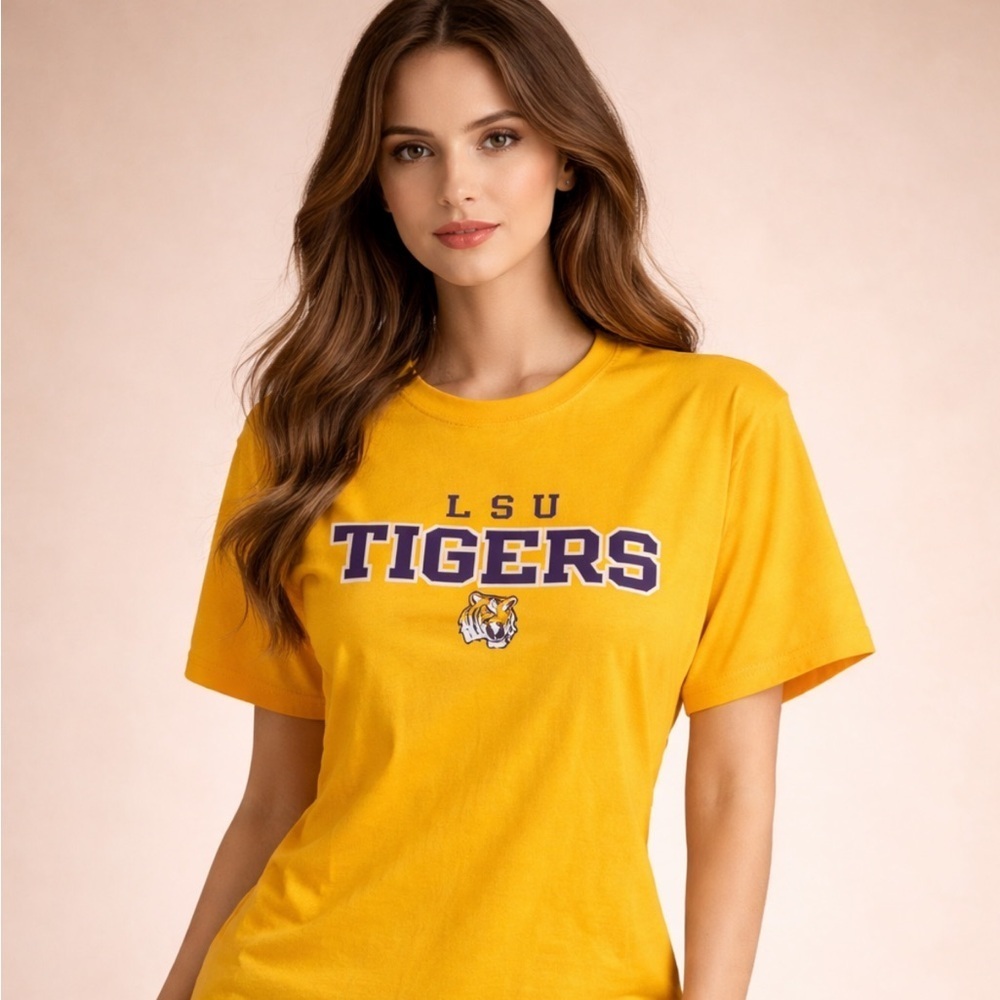 LSU Tigers Graphic T-Shirt Yellow Unisex Classic Fit College Game Day Tee